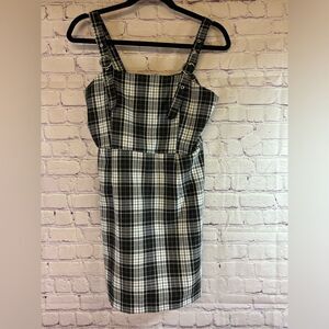 Forever 21 Black and White Plaid Indie Sleeze Grunge Overall Mini Dress Size M